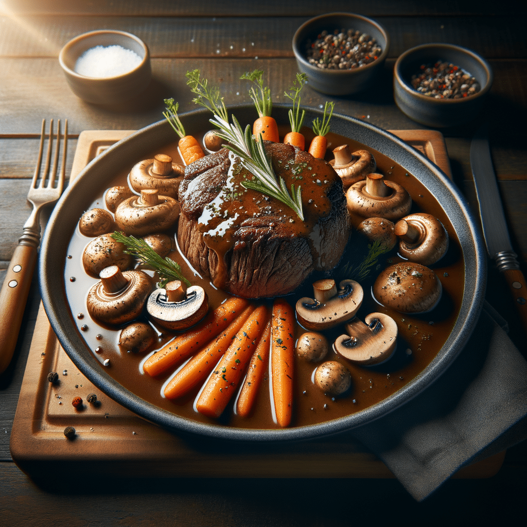 Slow Cooker Beef Tenderloin with Mushroom Gravy and Carrots