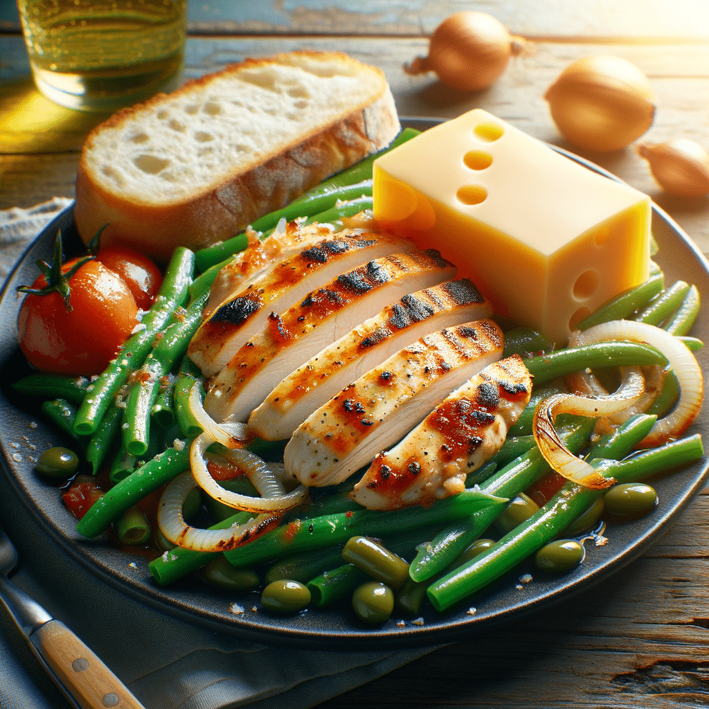 Chicken and Cheese Pan-fry with Green Beans