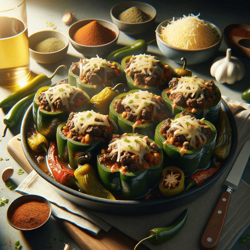 Spicy Stuffed Poblano Peppers with Juicy Beef and Cheese