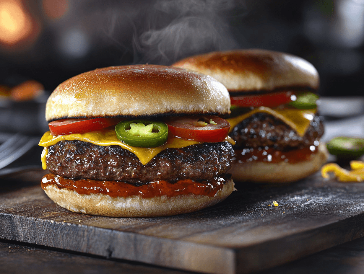 Ultimate Spicy Bison Burgers with Smoked Cheddar and Jalapeños