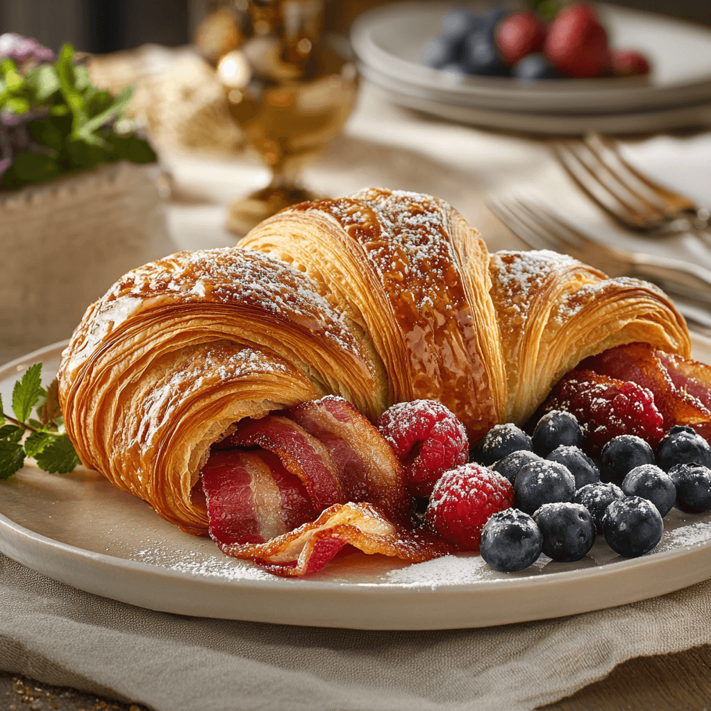 Berries & Bacon Croissant Bliss – A Delectable Breakfast Delight