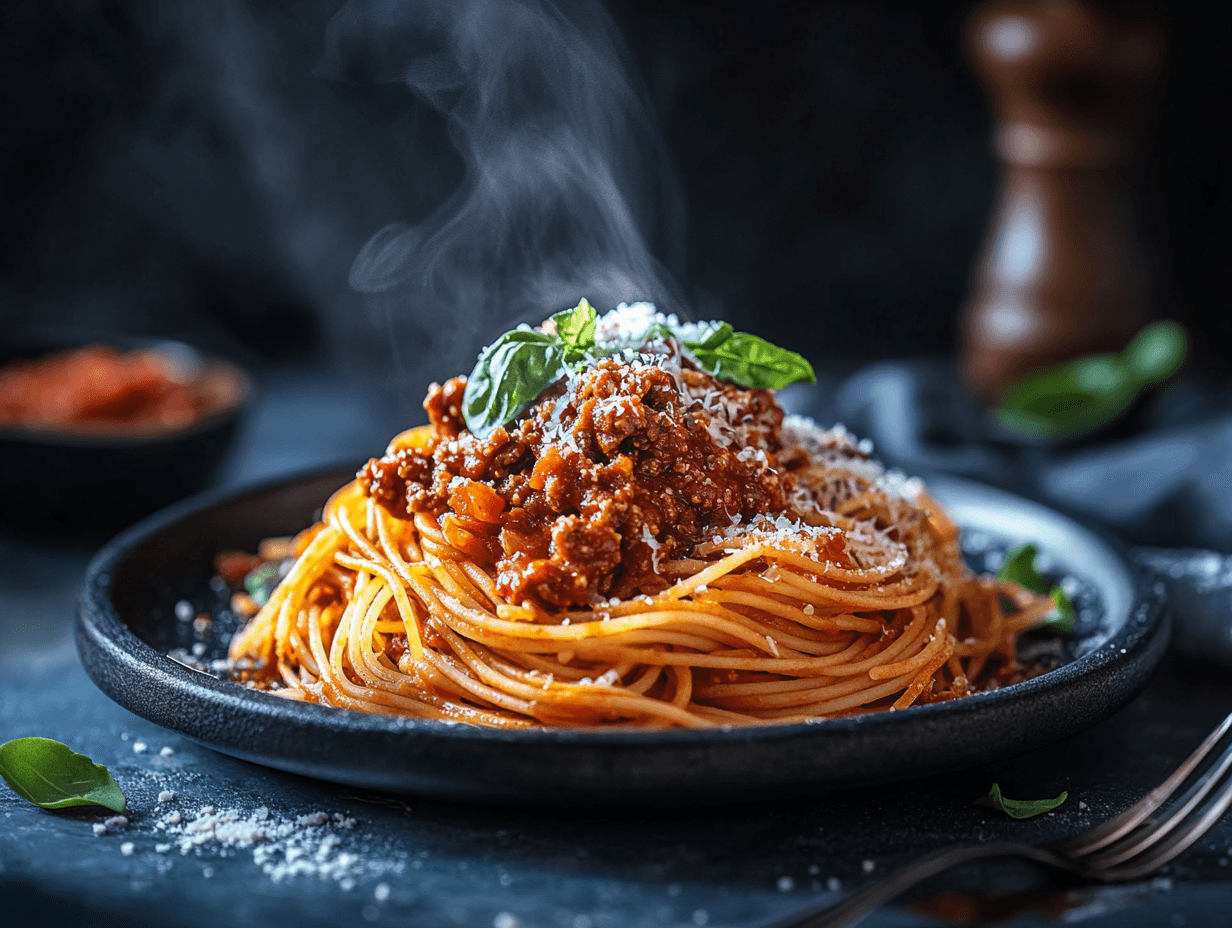 Savory Spaghetti with Hearty Tomato Meat Sauce