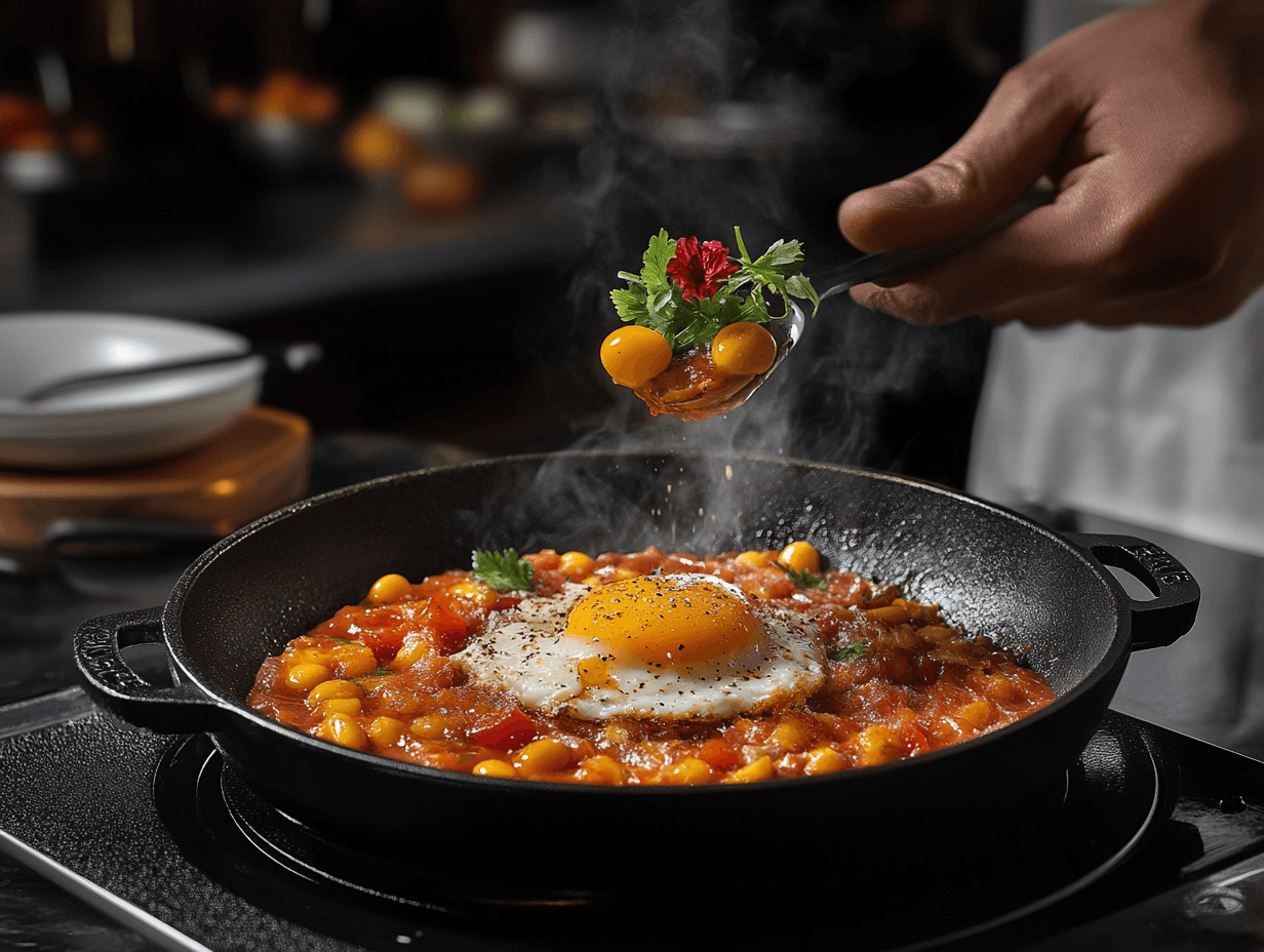 Spicy Cheddar Egg Skillet Breakfast